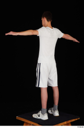 Whole Body Man T poses White Sports Shirt Shorts Slim Standing Studio photo references